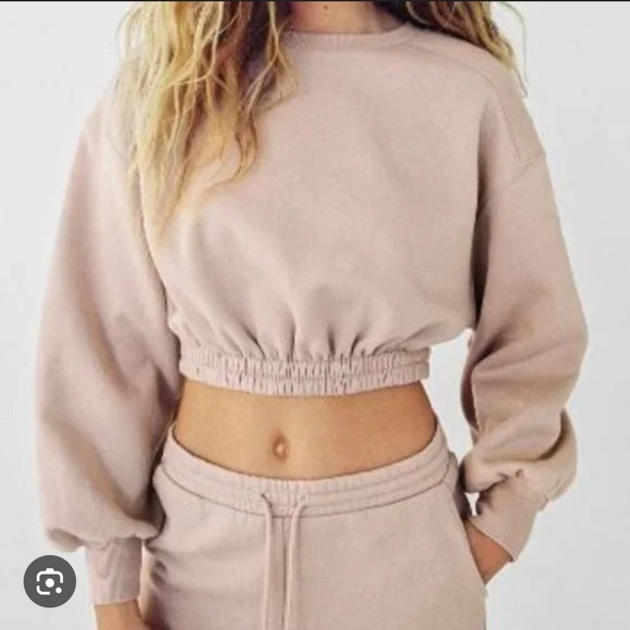 ZARA NUDE CROPPED SWEATSUIT - Picture 1 of 3